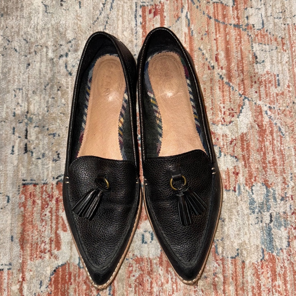 Sperry Black Leather Tassel Loafers